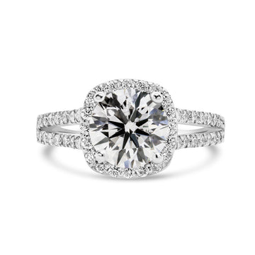 Lab grown diamond halo engagement ring 2.57 (ctw) 14k white gold