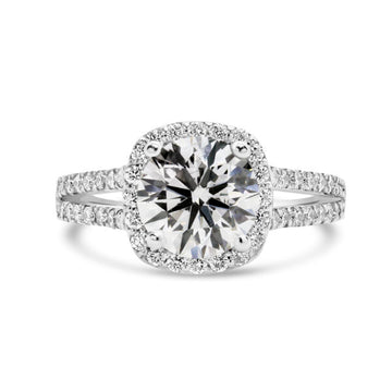 2.57 Carat (ctw) Lab-Grown Diamond Halo Engagement Ring in 14k White Gold