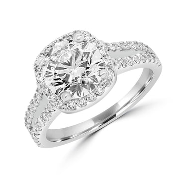 Lab grown diamond halo engagement ring 2.57 (ctw) 14k white gold