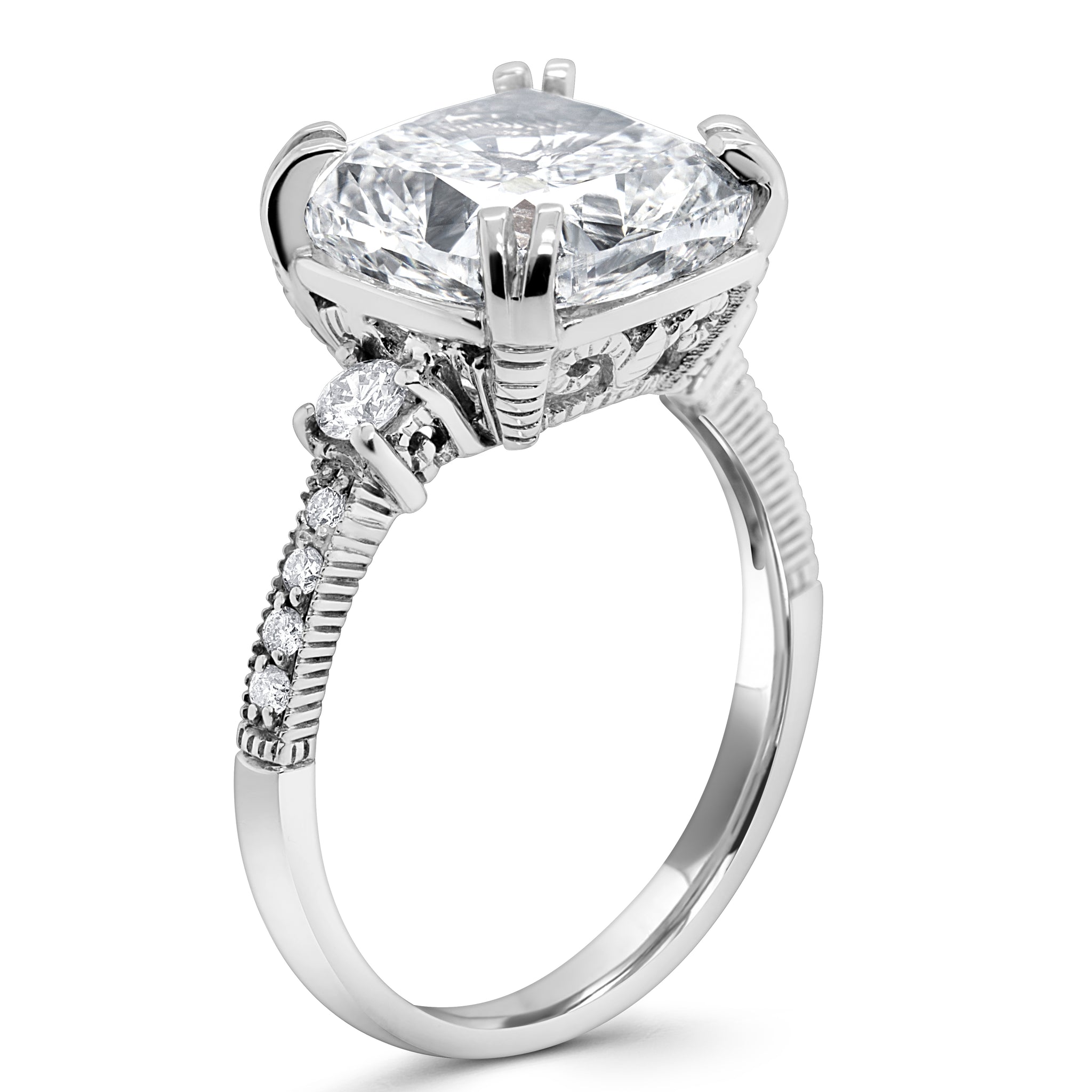 Cushion cut lab-grown solitaire diamond ring 5.23 (ctw) in 14k gold