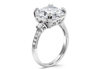 Cushion cut lab-grown solitaire diamond ring 5.23 (ctw) in 14k gold