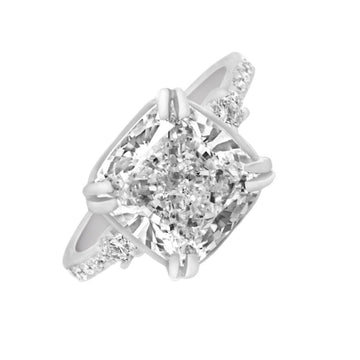 Bague solitaire diamant cultivé en laboratoire taille coussin 5,23 (ct) en or 14 carats