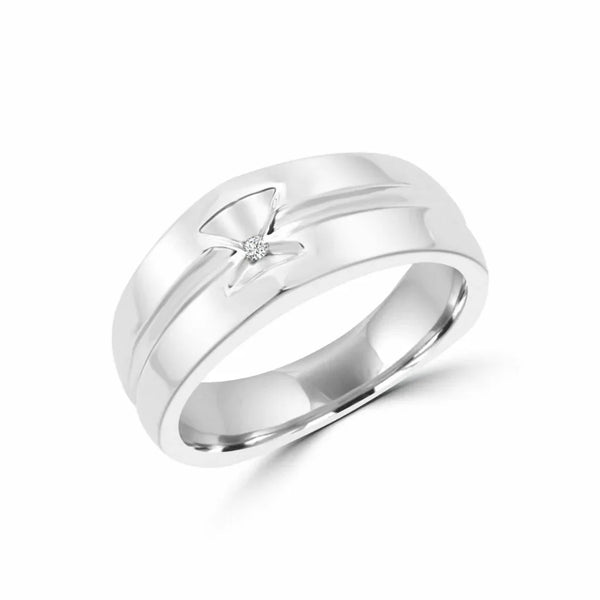 Hour glass design wedding band (0.02 ctw) in 10k white gold