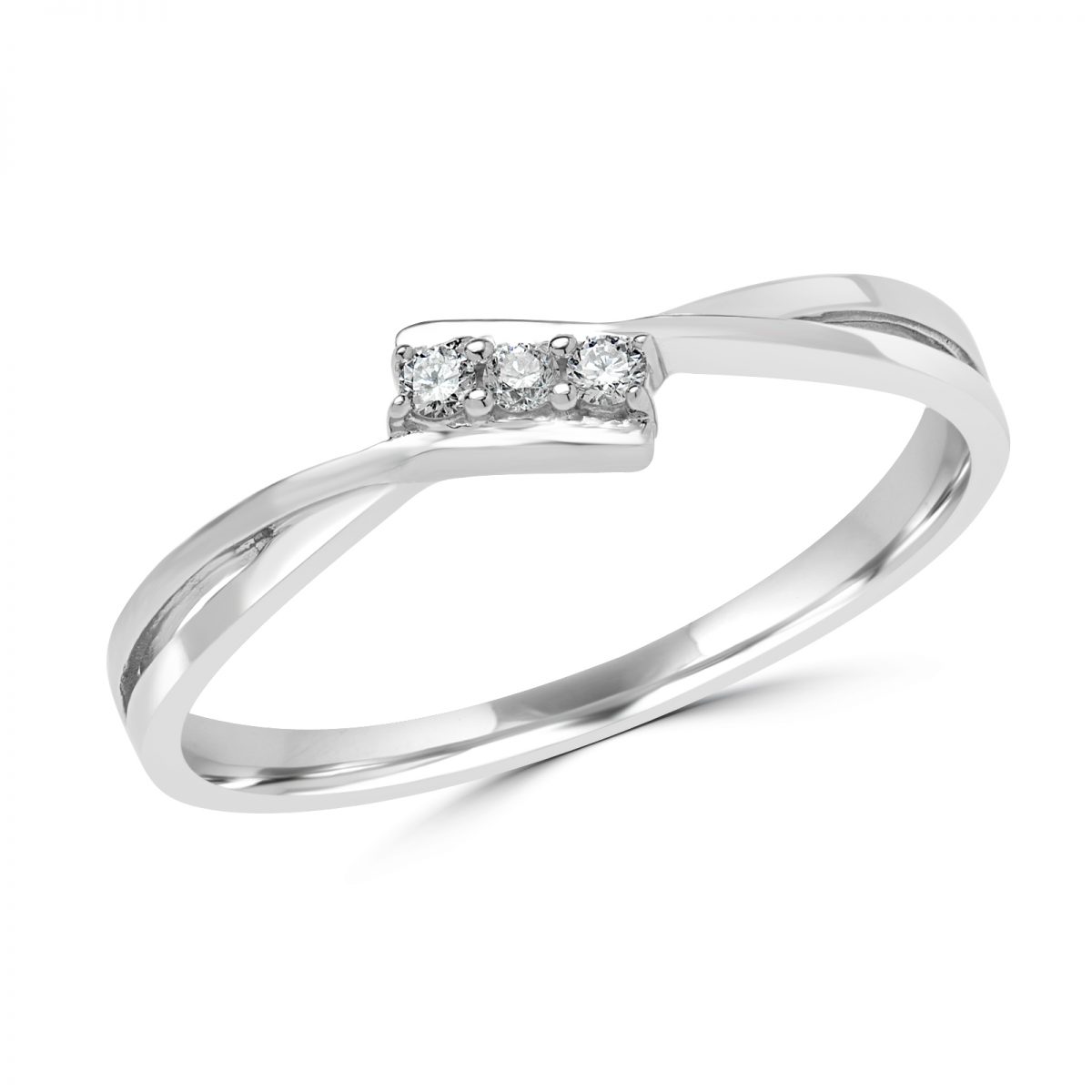 Charming 3 stone promise ring in 10k white gold 0.05 (ctw)