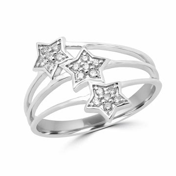 Star diamond cluster & torsade ring 0.14 (ctw) in 14k gold