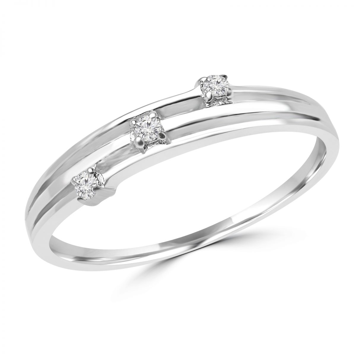 Bague de promesse en diamant rond de 0,04 carat en or blanc 10 carats 