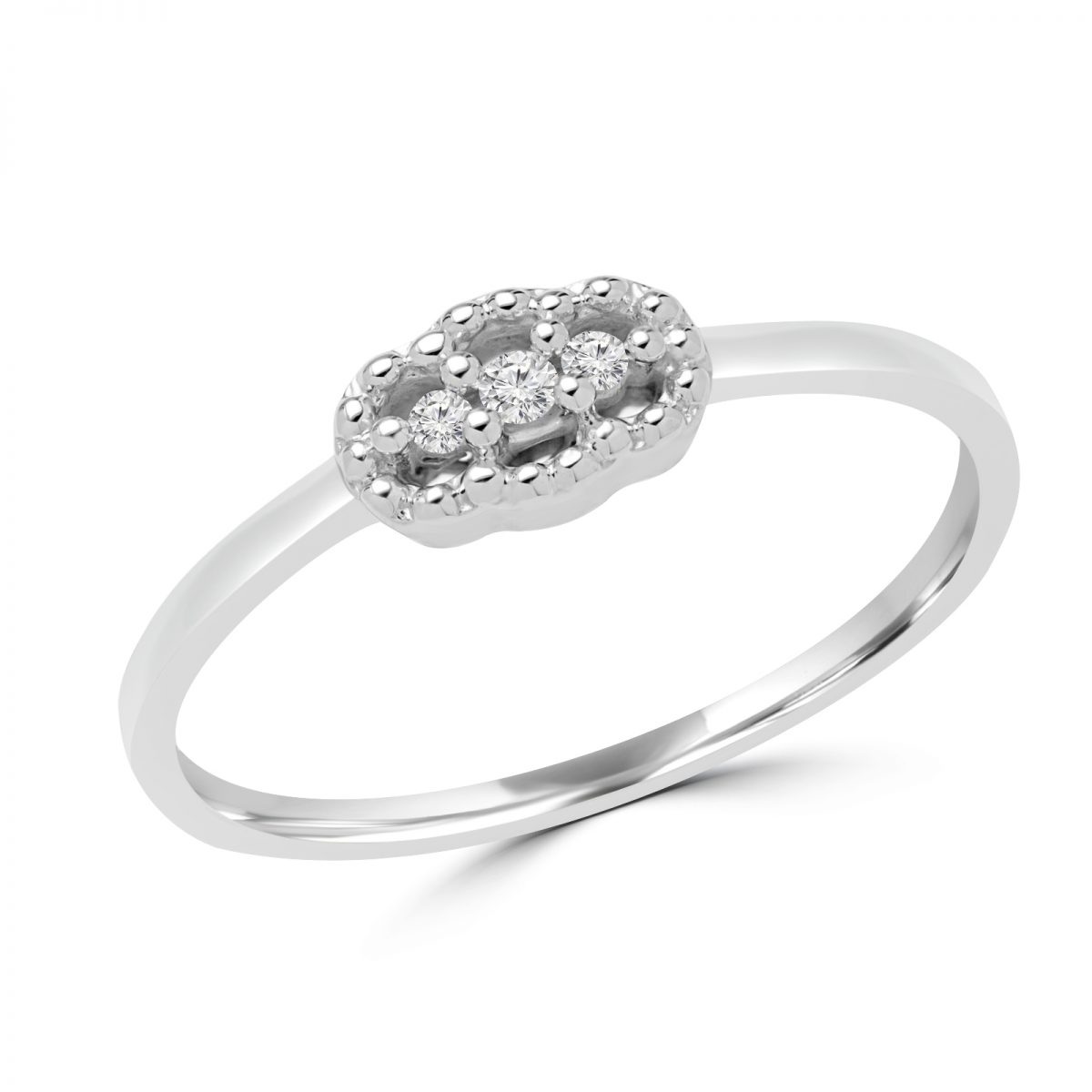 Bague de promesse vintage diamants 0,04 carat en or 10 carats 