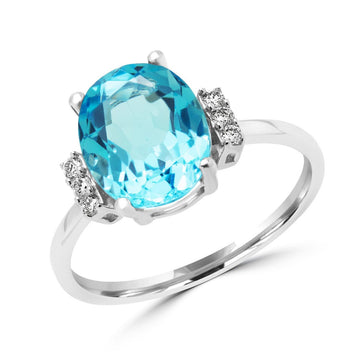 Fancy diamond & blue topaz ring 3.34 (ctw) in 14k white gold