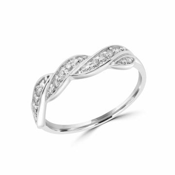 Bague grappe de diamants et torsade 0,10 (ct) en or 14 carats 