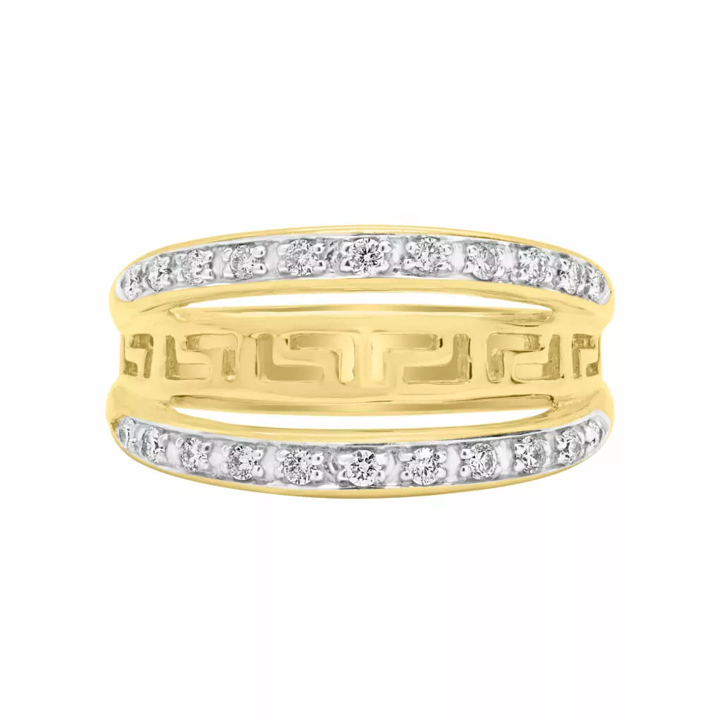 Adorable diamonds Greek key 10k yellow gold ring