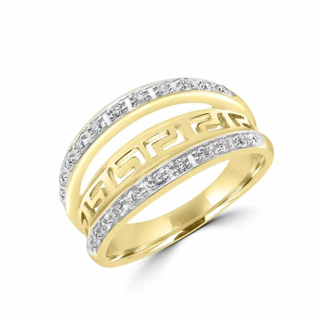 Adorable diamonds Greek key 10k yellow gold ring