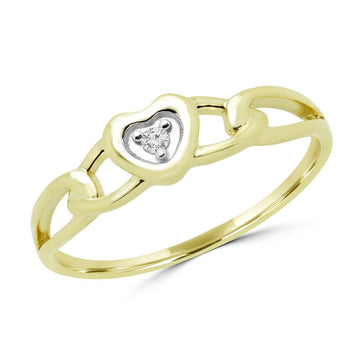 0.02 carat round diamond accent heart promise ring 10k yellow gold