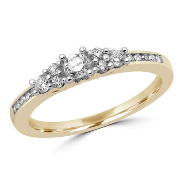 Bague d'anniversaire de fiançailles si 0,42 ct en or jaune 14 carats 
