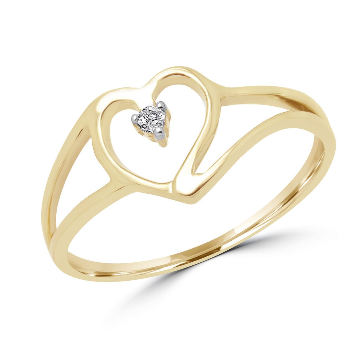 Diamond heart promise ring 0.02 ct diamond 10k yellow gold