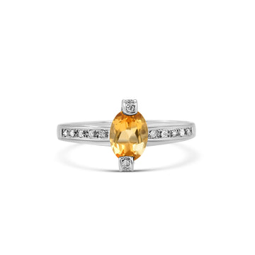 Citrine ovale fantaisie et diamant 3,34 (ct) en or blanc 14 carats 