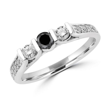 3 stone black & white diamond ring 0.46 (ctw) in 14k gold