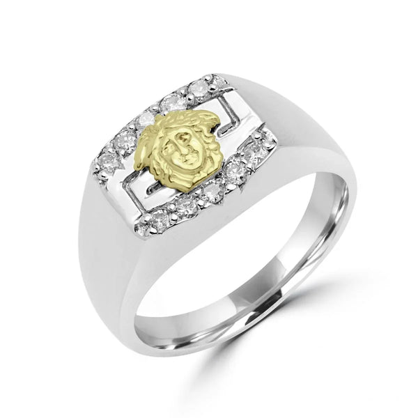 Diamond accent men’s greek key design ring 0.32 (CTW) in 10k gold