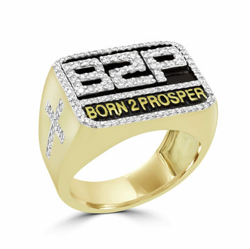 Born to prosper men’s diamond ring 1.03 (ctw) in 10k yellow gold