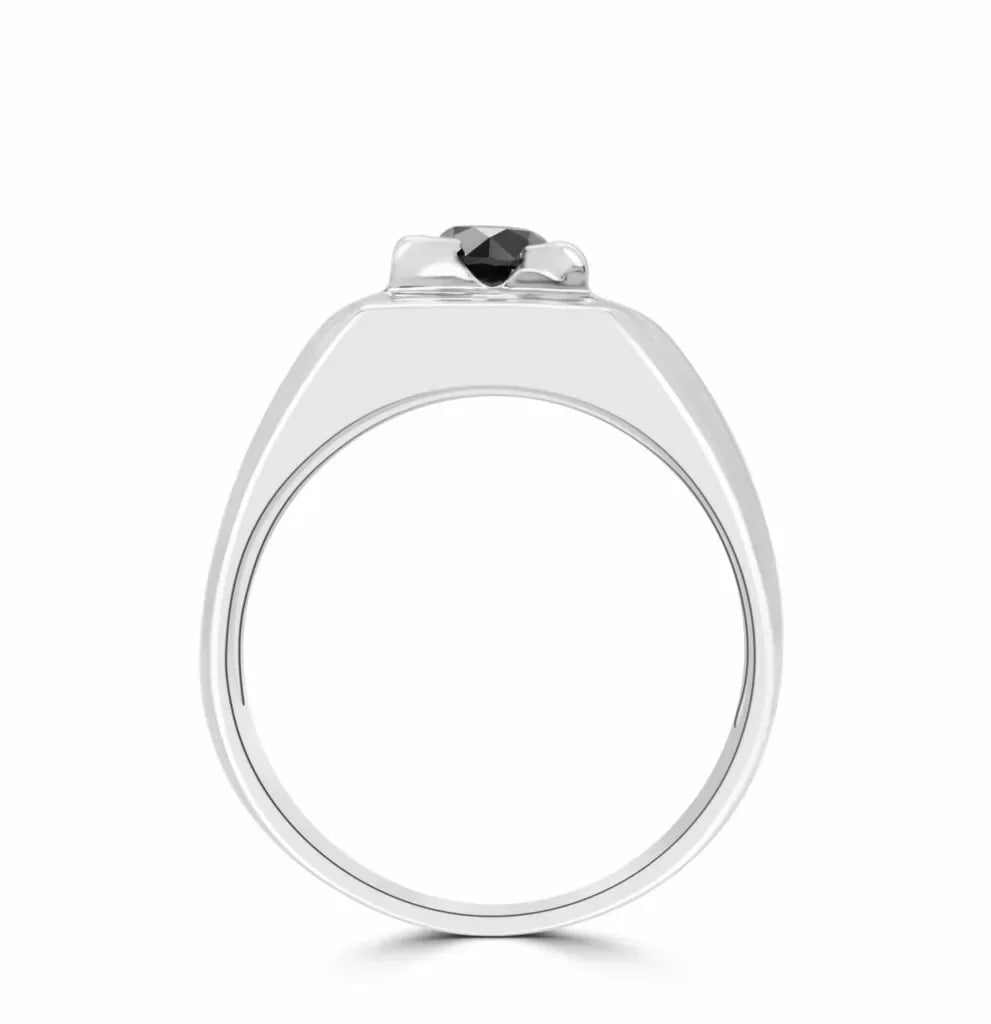 Bague Homme Or Blanc 10 Carats Avec Diamants Simulés - Taille 10.5 - 5.3g - Occasion TB