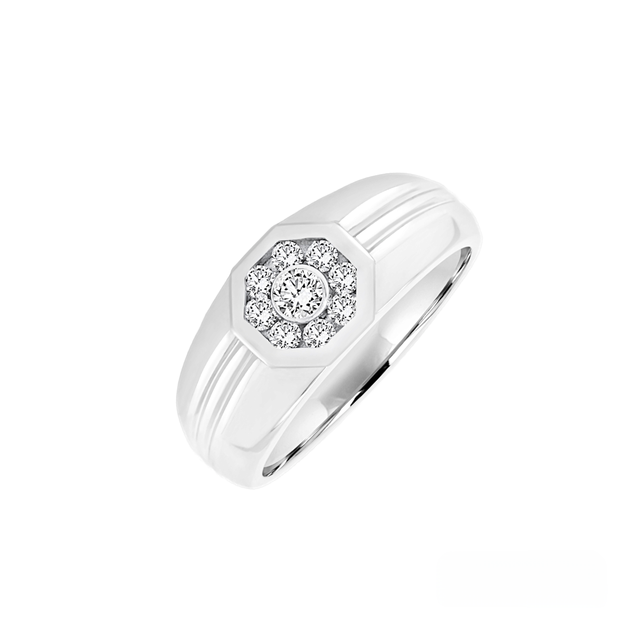 Bague élégante pour hommes sertie d'un canal de diamants cultivés en laboratoire en or 10 carats 