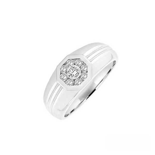 Stylish men’s ring lab grown diamond channel setting in 10k gold