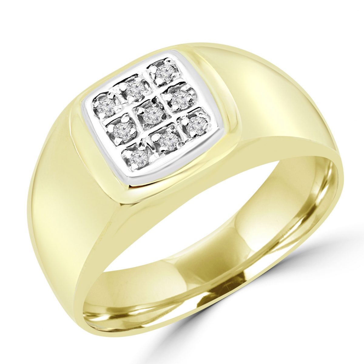 Classic pave set diamond ring in yellow gold