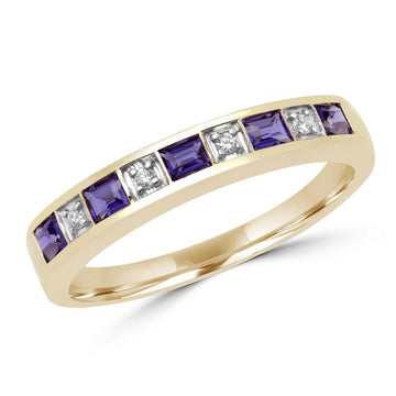 Iolite & diamond wedding band 0.64 (ctw) in 10k yellow gold