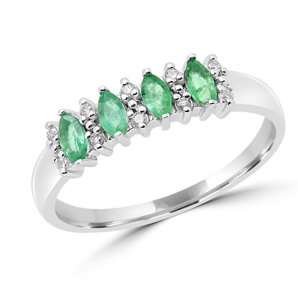 Marquise emerald & diamond ring 0.38 (ctw) 10k gold