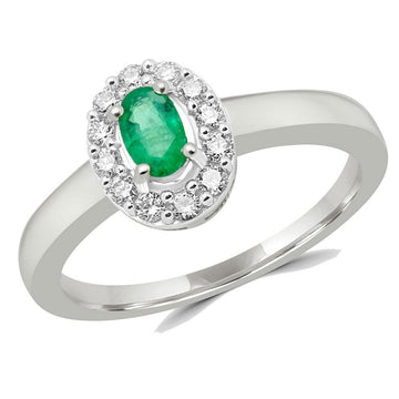 Emerald & diamond halo cocktail ring 0.48 (ctw) in 10k white gold