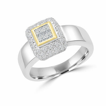 Princess cut pave style engagement ring 1.10 (ctw) 14k gold