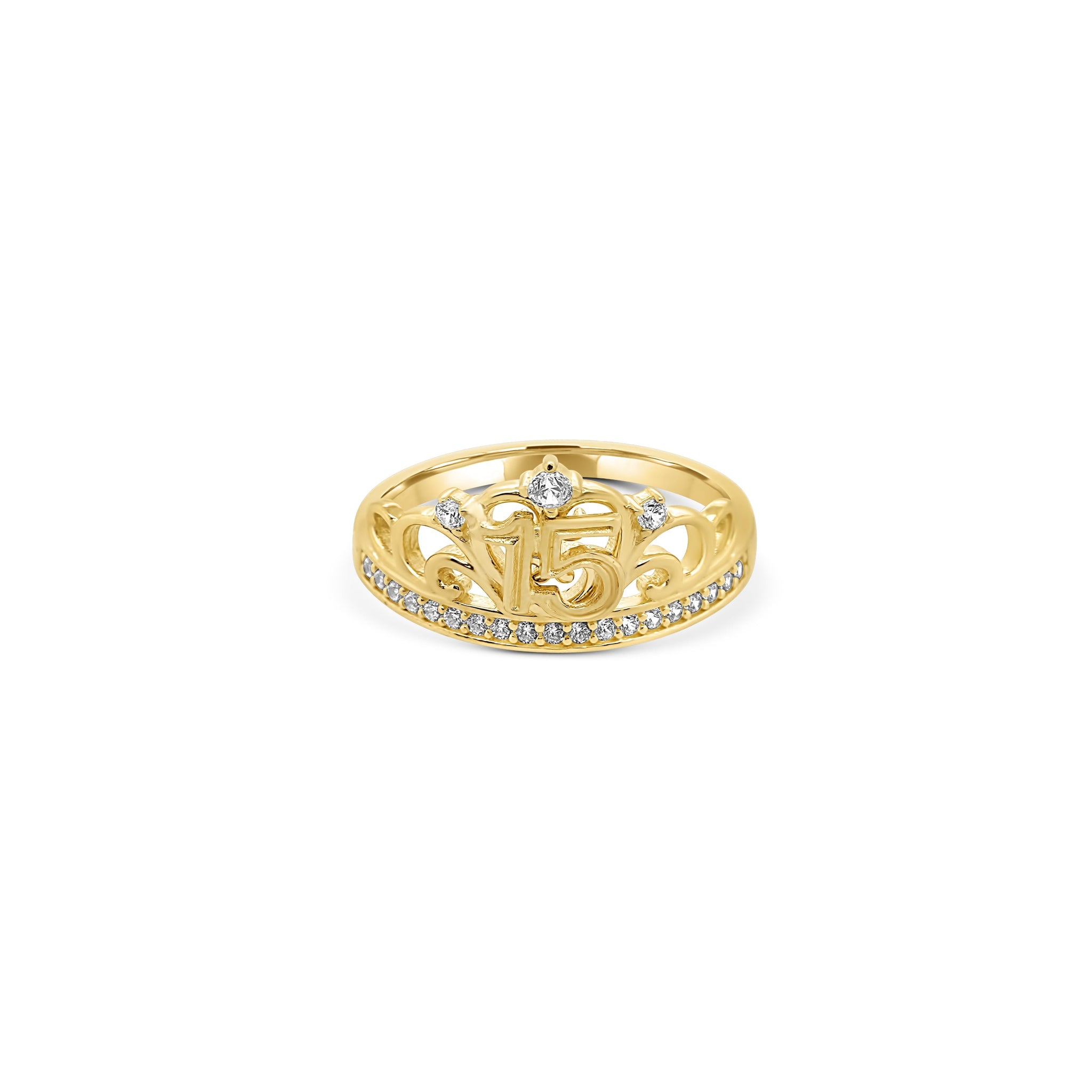 10K Yellow gold Cubic zirconia 15th anniversary ring