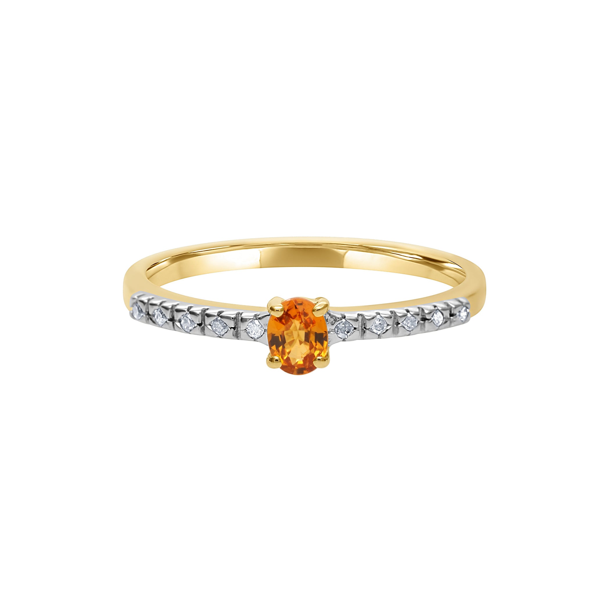 Bright orange sapphire & diamond ring 0.05 (ctw) in 10k yellow Gold