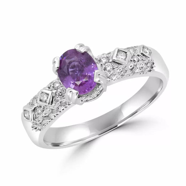 Sapphire 0.50 (ctw)+0.20 diamond (ctw) ring 10k white gold