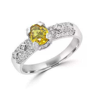 Bright yellow sapphire engagement ring 0.70 (ctw) in 10k white gold