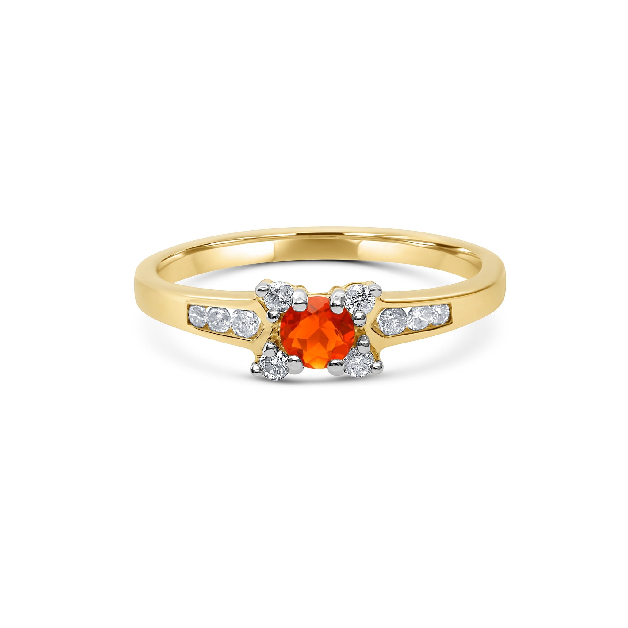 Bright orange sapphire & diamond ring 0.16 (ctw) in 10k yellow Gold