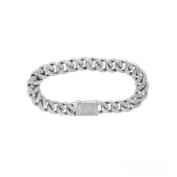 Bracelet diamant à maillons cubains 5,90 (ct) en or blanc 10 carats