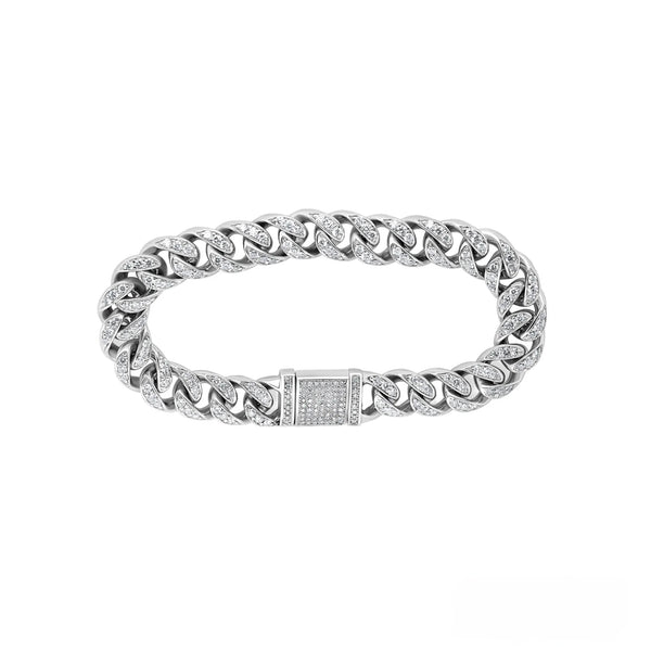 Cuban link diamond bracelet 5.90 (ctw) 8.5" 11mm in 10k white Gold