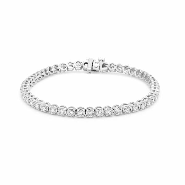 Bracelet tennis avec diamants cultivés en laboratoire de 3,46 carats (ct au total) en or blanc 14 carats