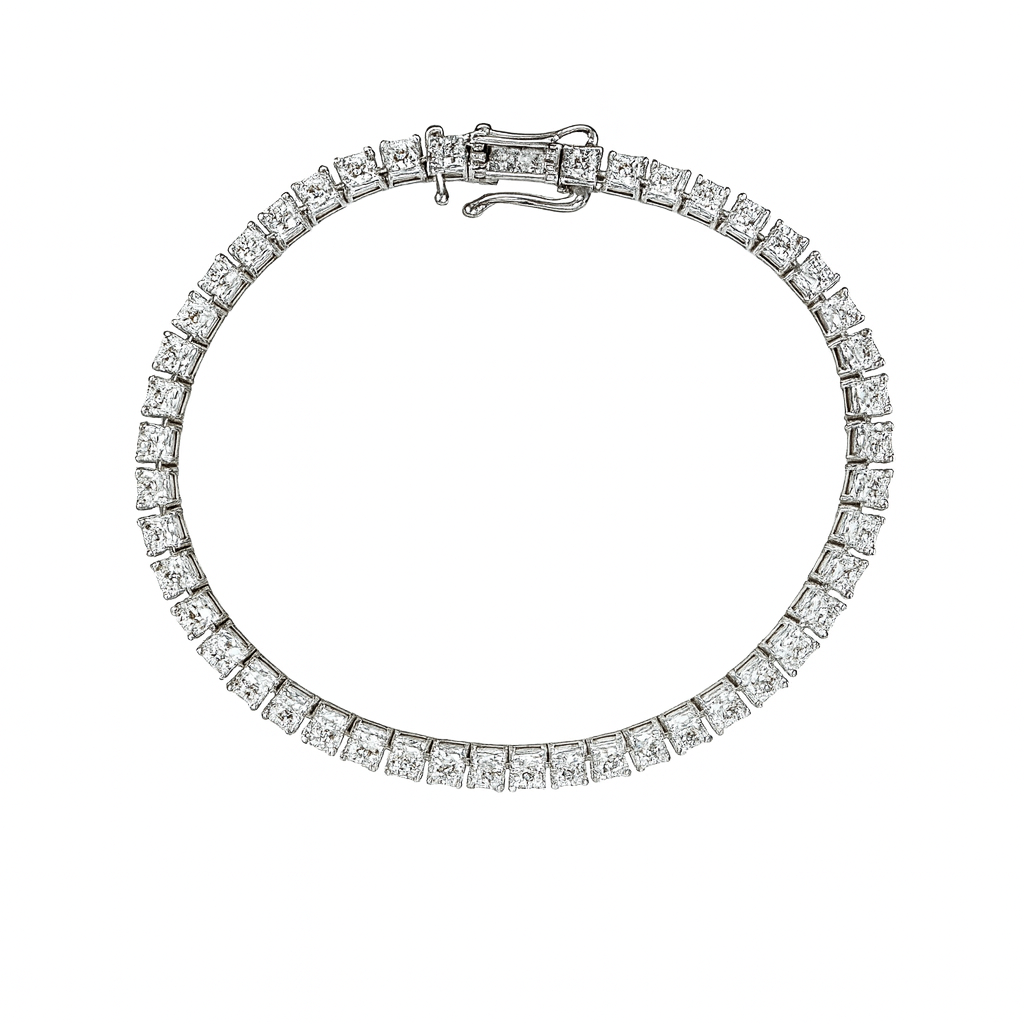 Bracelet tennis diamant synthétique 8,70 (ct) en or blanc 14 carats
