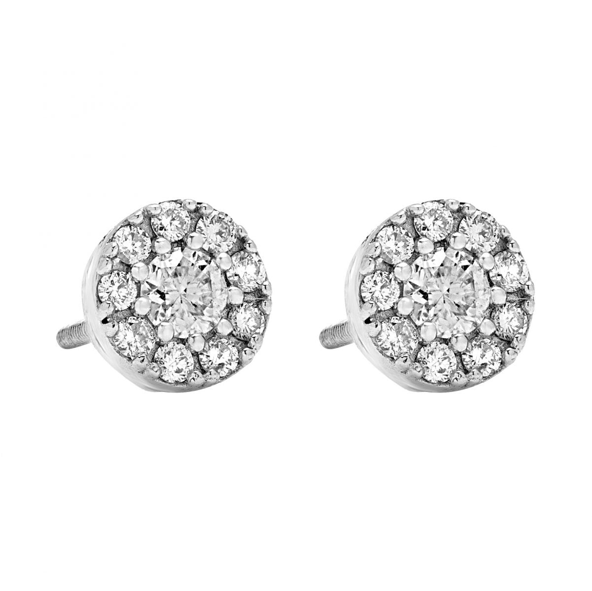 Accent fashion halo diamond earrings 0.42 (ctw) 14k white gold