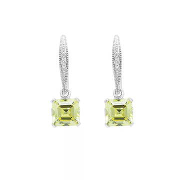 Boucles d'oreilles diamant et CZ taille coussin jaune 0,08 (ct) en or blanc 