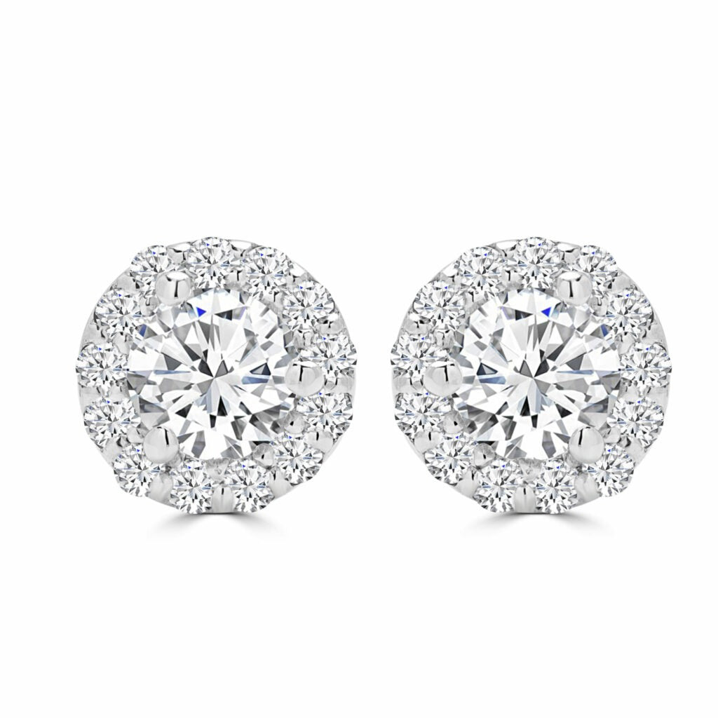 Halo Lab-Grown diamond earrings 1.1 (ctw) in 14k white gold