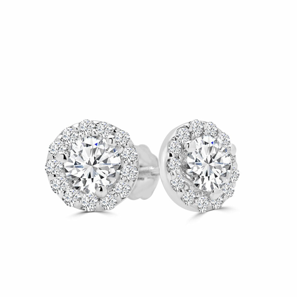 Boucles d'oreilles Halo Lab-Grown diamant 1.1 (ctw) en or blanc 14 carats