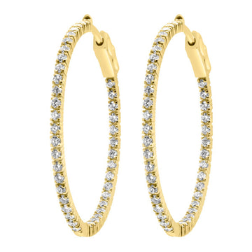 1.5 Carat (ctw) Lab-Grown Diamond Hoop Earrings in 14k Yellow Gold