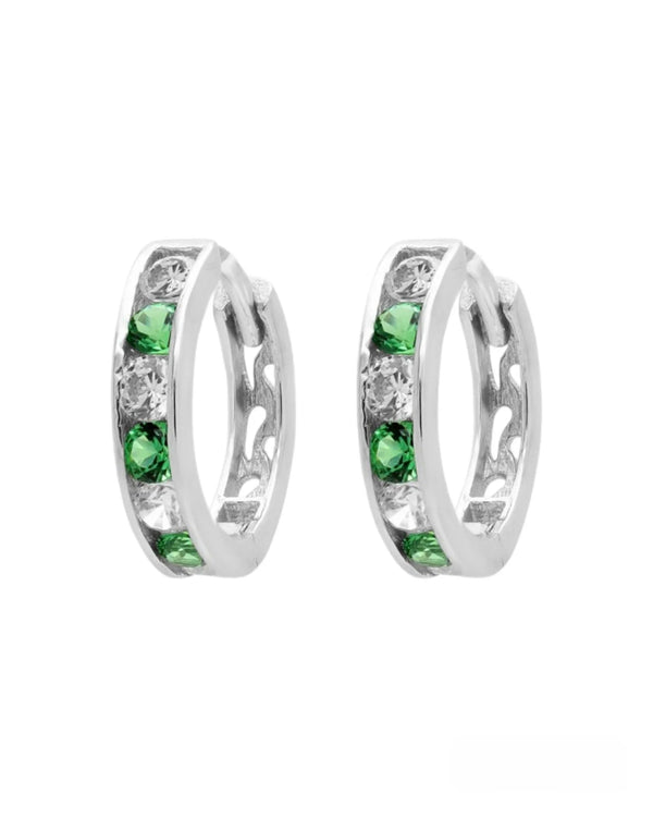 Diamond & emerald hoop earrings 0.06 (ctw) in 14k gold