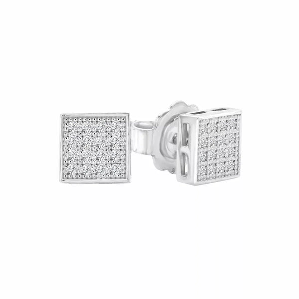 Square natural diamond earrings in 0.16 (ctw) 14k white gold