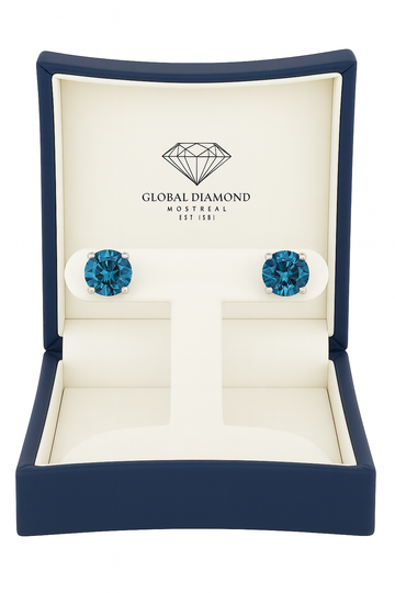 Boucles d'oreilles à tige en diamant cultivé en laboratoire 2,48 (ct) VS1 D Color or 14 carats