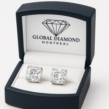 Boucles d'oreilles à tige en diamant cultivé en laboratoire 2,48 (ct) VS1 D Color or 14 carats