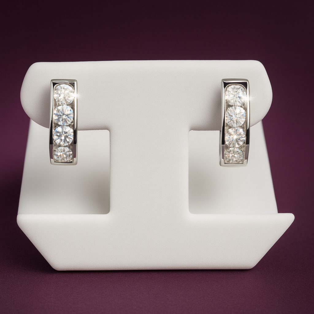 Boucles d'oreilles en diamants cultivés en laboratoire 2,7 (ct) en or blanc 14 carats 