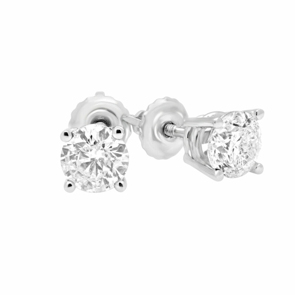 Studs earrings 0.50 CTW lab-grown diamonds VS F screw back 14k white gold